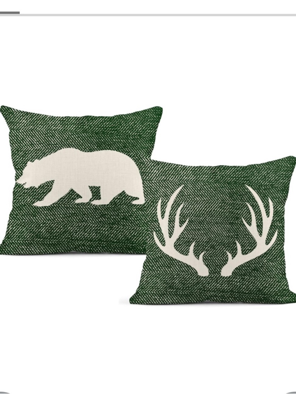 Holiday Pillow Cover Set Square 18x18” - Green Rustic